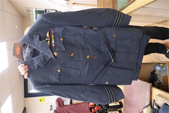 WWII RAF uniforms, flight jacket, goggles, formerly owned by Flight Lieutenant J F Hatton, together with shooting medals